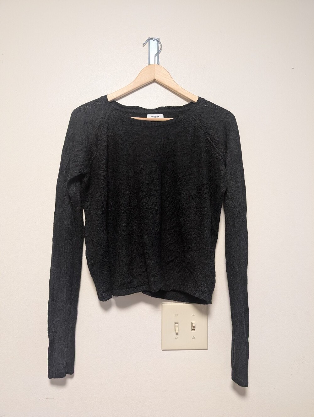 Jacqueline de Yong Black Cropped Knit Sweater M Lightweight